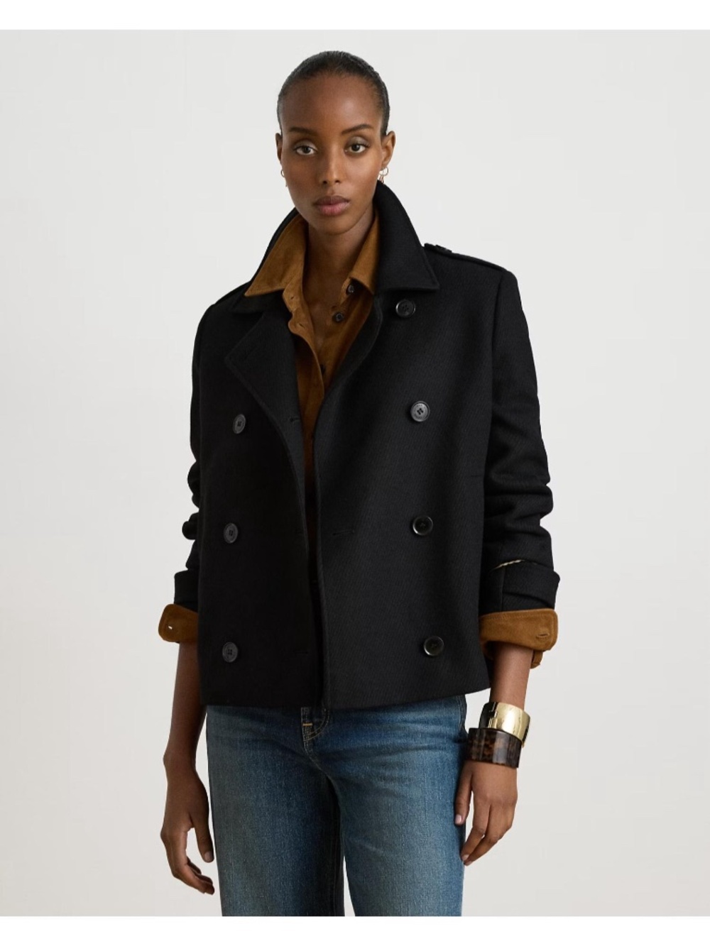 Lauren Ralph Lauren Wool-Blend Double-Breasted Cropped Coat